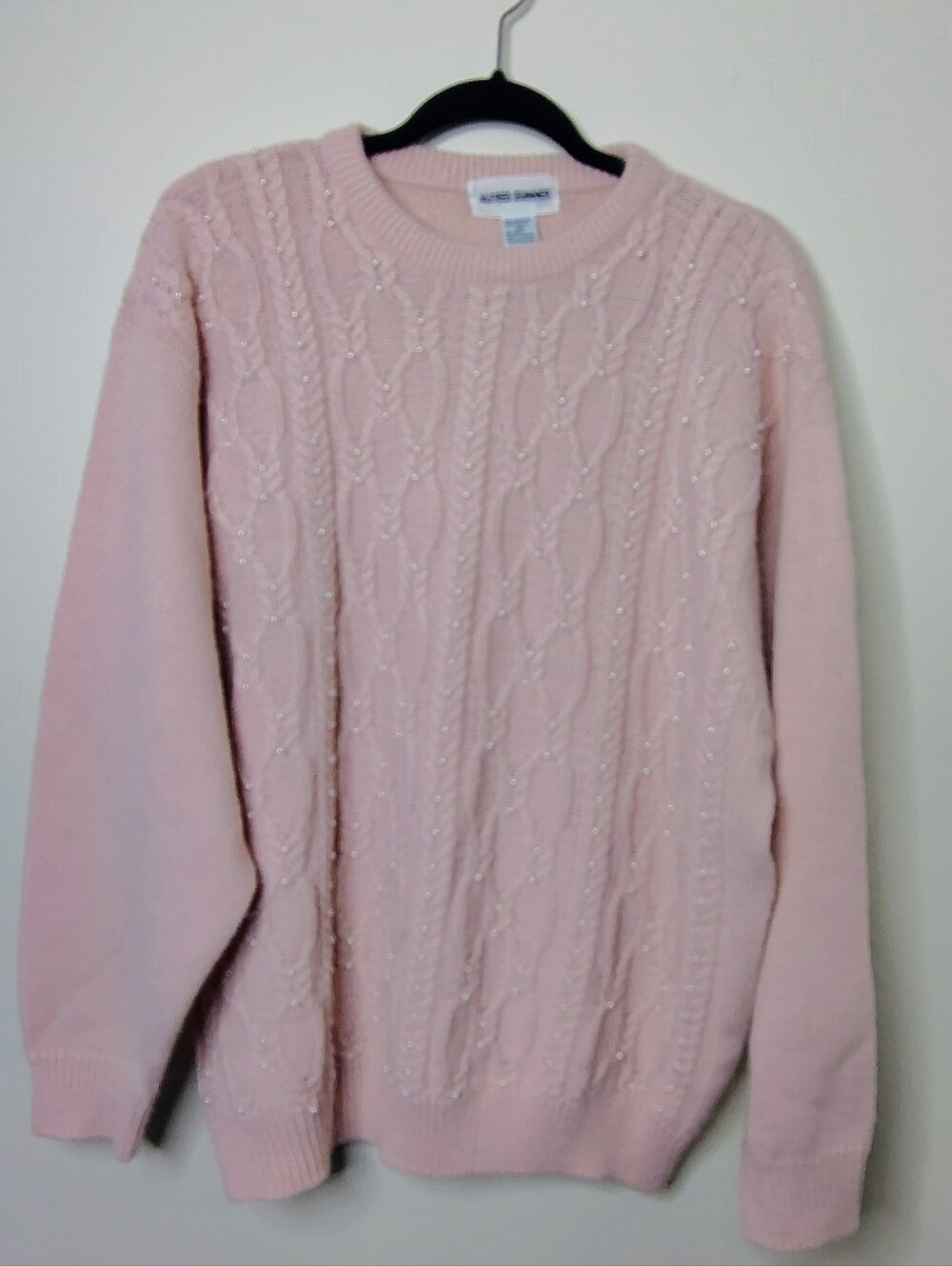 Alfred Dunner Dusty Pink Cable Crewneck Sweater Size 3X
